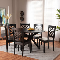 Baxton Studio Miela-Dark Brown-7PC Dining Set Baxton Studio Miela Modern and Contemporary Dark Brown Finished Wood